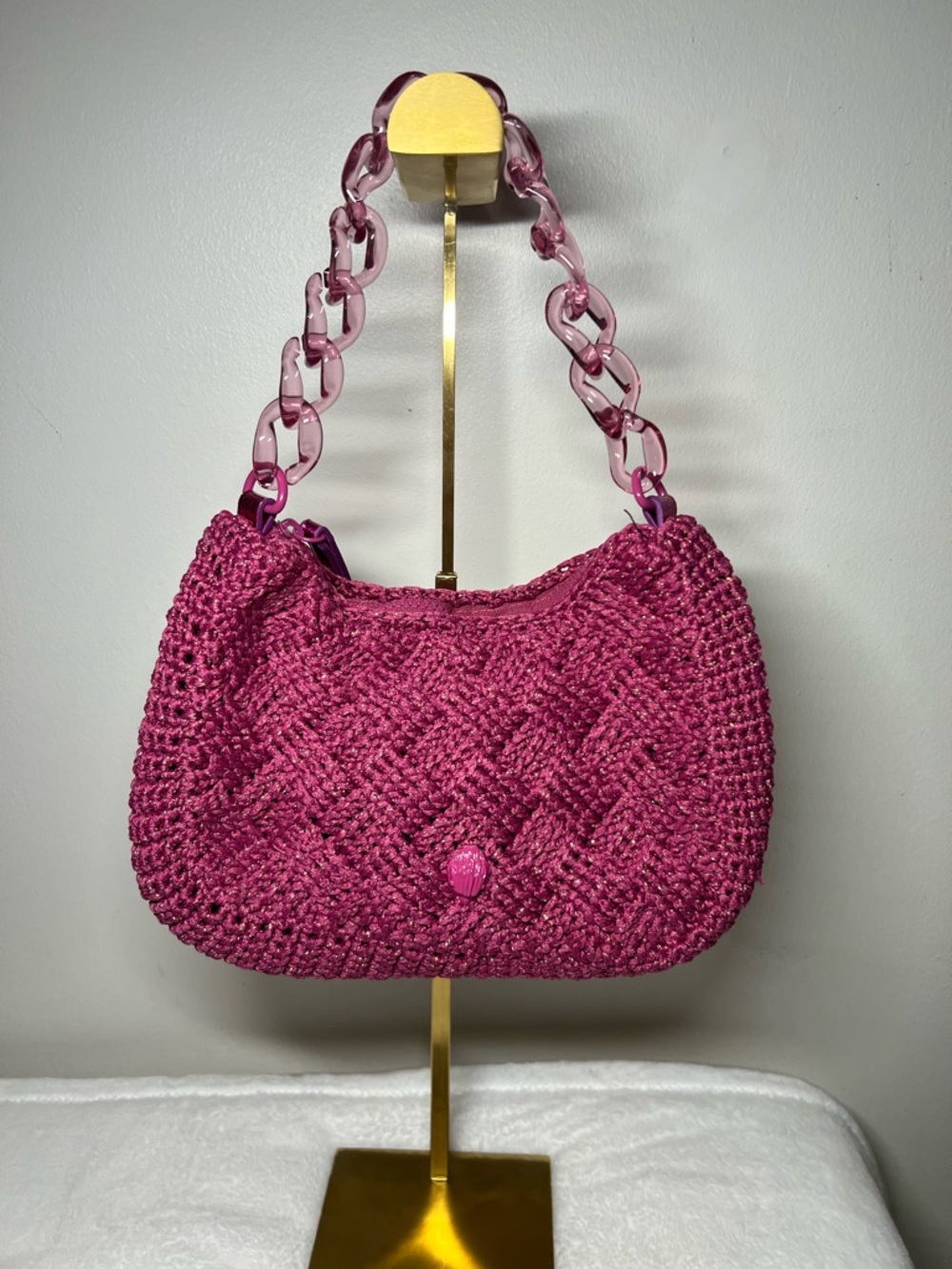 Kurt Geiger Crochet Crossbody and shoulder Bag in Pink Like New - Picture 4 of 12